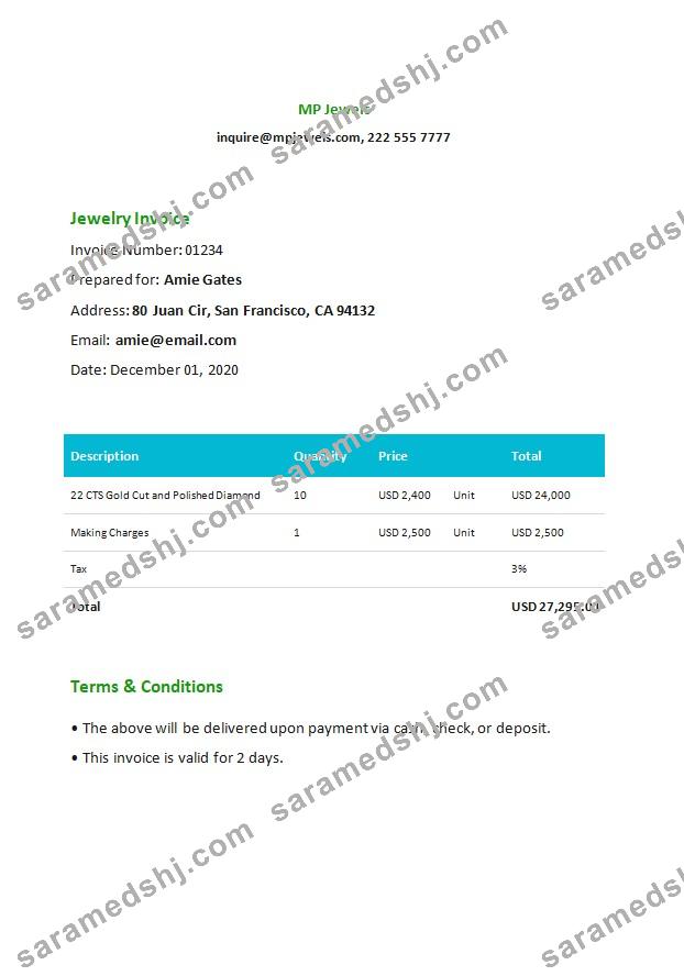 Jewelry Invoice Template